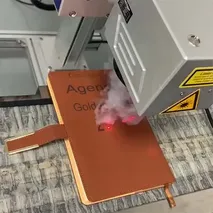 Leather notebook cover laser marking